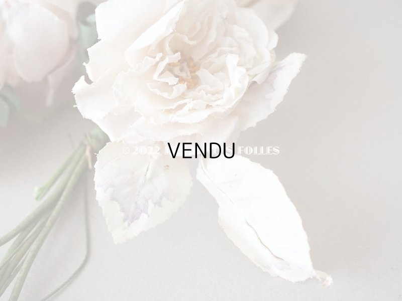 画像10:  アンティーク 薔薇の布花 4輪のブーケ クォーターロゼット咲き パウダーピンク