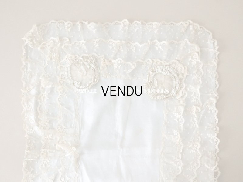 画像4: アンティーク ベビー用 シルク製　ベッドカバー パウダーブルー 42×56.5cm