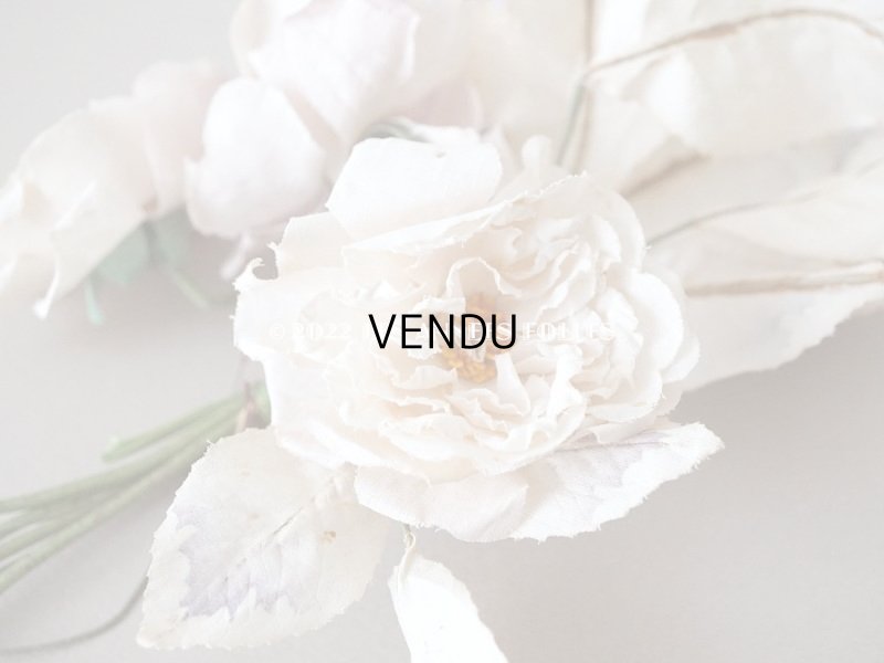 画像4:  アンティーク 薔薇の布花 4輪のブーケ クォーターロゼット咲き パウダーピンク