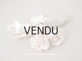  アンティーク 薔薇の布花 4輪のブーケ クォーターロゼット咲き パウダーピンク