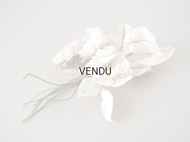 画像3:  アンティーク 薔薇の布花 4輪のブーケ クォーターロゼット咲き パウダーピンク