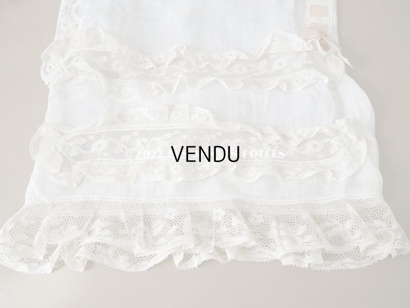 画像10: 1900年代 アンティーク ペチコート 王冠紋章の刺繍入り ピンクのリボン&手編みのヴァランシエンヌレース