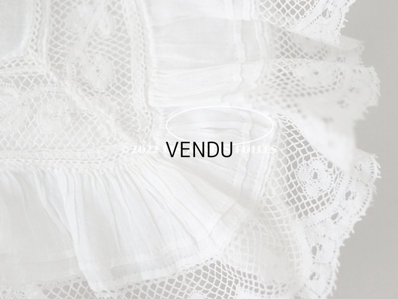 画像8: 19世紀末 アンティーク  王冠紋章＆イニシャル刺繍入り　小さなピローケース 手編みのヴァランシエンヌレース