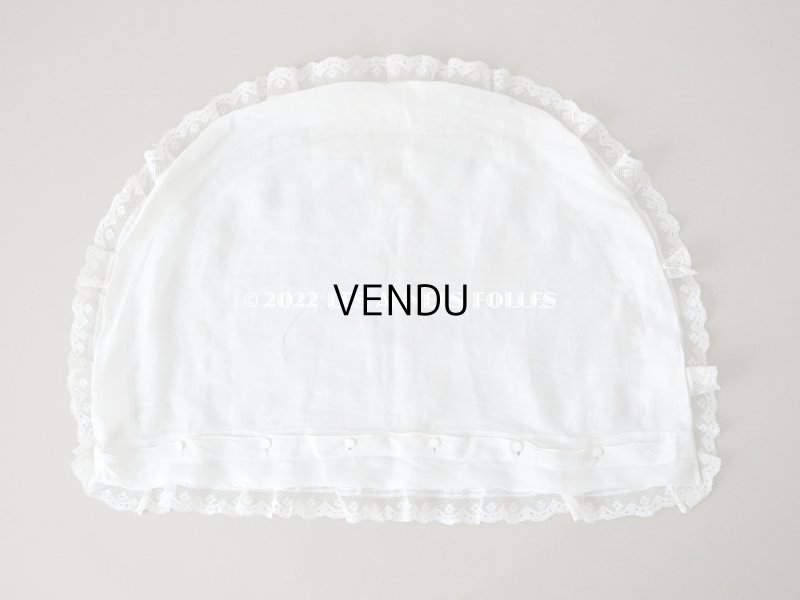 画像9: 19世紀末 アンティーク  王冠紋章＆イニシャル刺繍入り　小さなピローケース 手編みのヴァランシエンヌレース