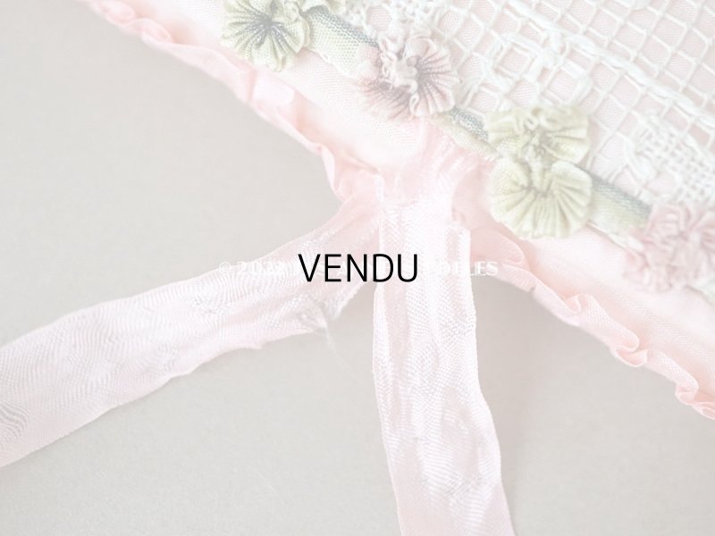 画像7: 1900年代 アンティーク シルク製 小さなハンキーケース  ロココモチーフ&フリル ハンカチ用ポシェット 