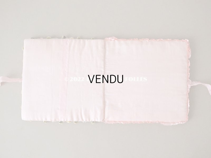 画像6: 1900年代 アンティーク シルク製 小さなハンキーケース  ロココモチーフ&フリル ハンカチ用ポシェット 