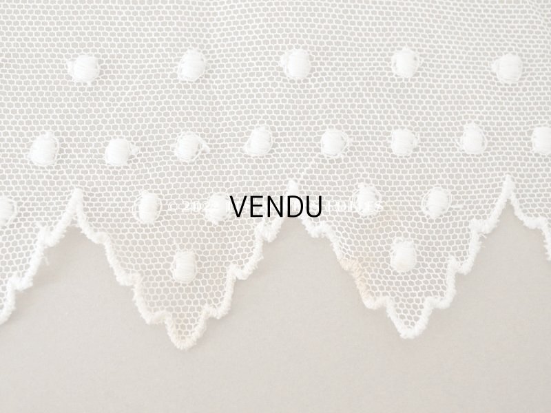 画像6: アンティーク ドット刺繍入り　スカラップ チュールレース オフホワイト　2.65m 幅11cm