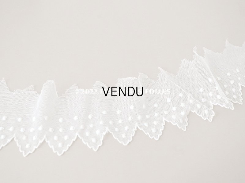 画像4: アンティーク ドット刺繍入り　スカラップ チュールレース オフホワイト　2.65m 幅11cm