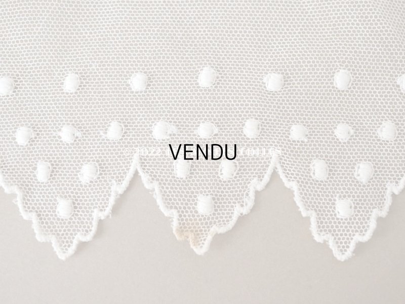 画像7: アンティーク ドット刺繍入り　スカラップ チュールレース オフホワイト　2.65m 幅11cm