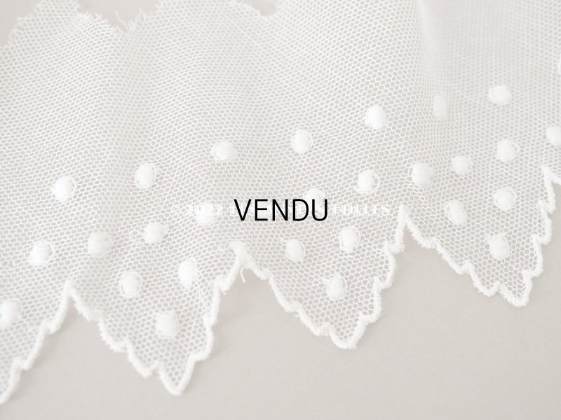 画像3: アンティーク ドット刺繍入り　スカラップ チュールレース オフホワイト　2.65m 幅11cm