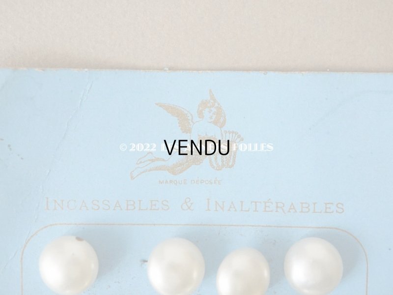 画像3: アンティーク 天使の台紙 ガラス製 パールボタン 12mm  24ピース