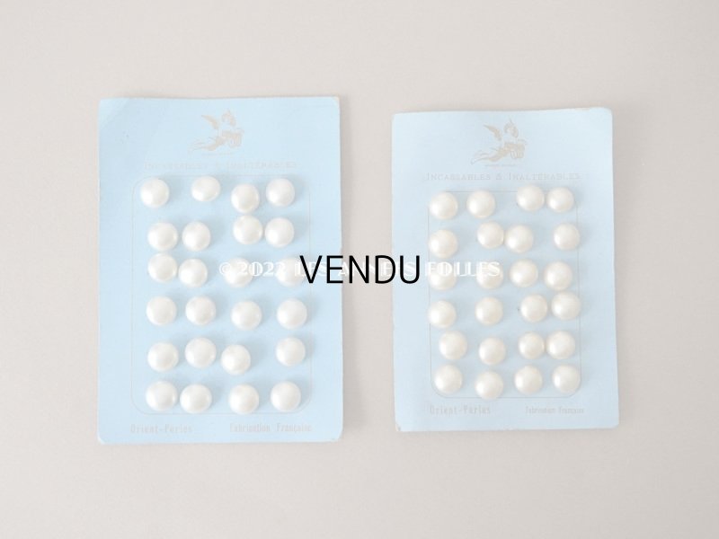 画像6: アンティーク 天使の台紙 ガラス製 パールボタン 12mm  24ピース