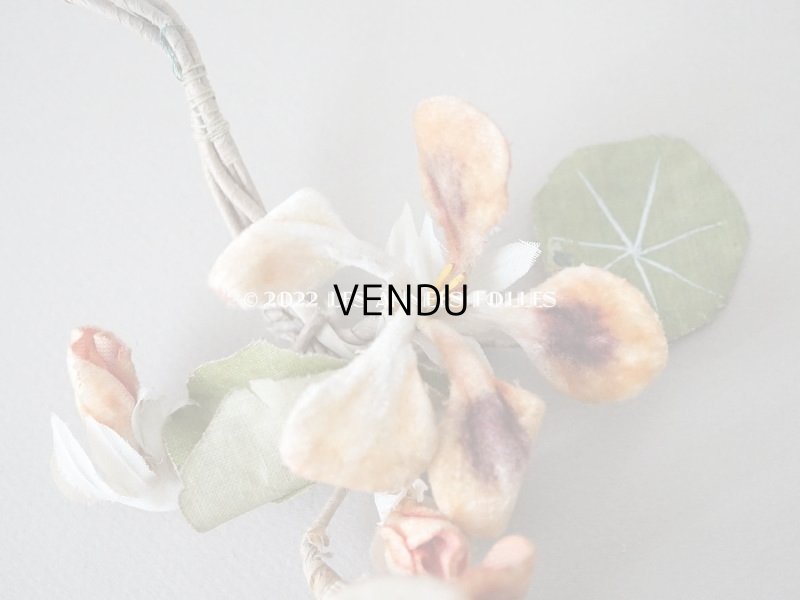 画像4: アンティーク ベルベットの布花　パープル＆オレンジ