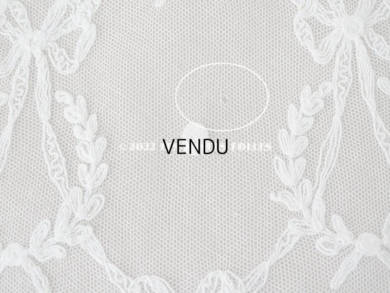 画像12: アンティーク カーテン用 チュールレース リボン&リーフのメダイヨン 290×58〜60cm