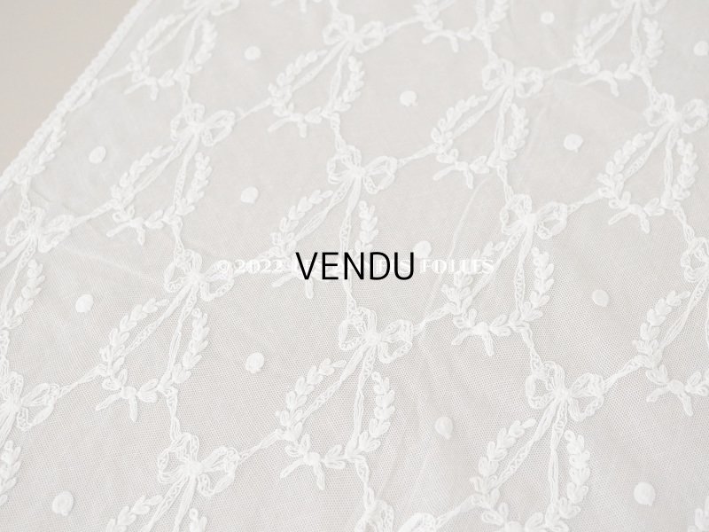 画像9: アンティーク カーテン用 チュールレース リボン&リーフのメダイヨン 290×58〜60cm