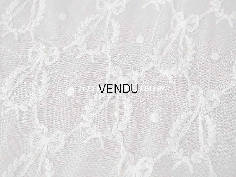 画像4: アンティーク カーテン用 チュールレース リボン&リーフのメダイヨン 290×58〜60cm