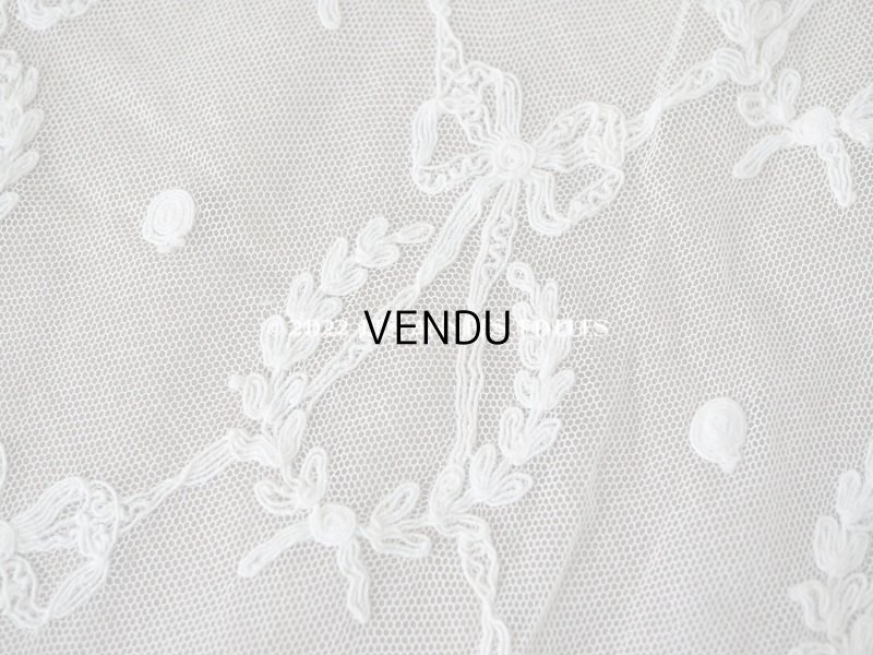 画像3: アンティーク カーテン用 チュールレース リボン&リーフのメダイヨン 290×58〜60cm