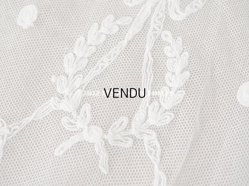 画像6: アンティーク カーテン用 チュールレース リボン&リーフのメダイヨン 290×58〜60cm