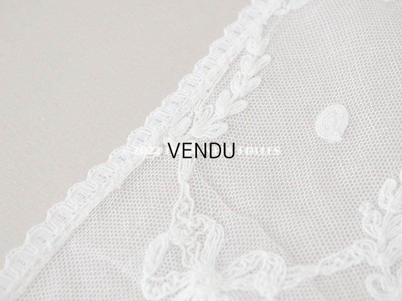 画像7: アンティーク カーテン用 チュールレース リボン&リーフのメダイヨン 290×58〜60cm