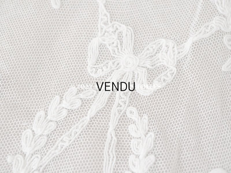 画像5: アンティーク カーテン用 チュールレース リボン&リーフのメダイヨン 290×58〜60cm