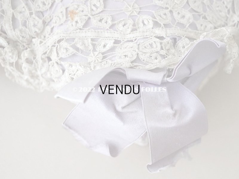 画像11: 19世紀末　アンティーク 大きなリボンが結ばれた ソーイングボックス　ラヴェンダー　ボビンレース