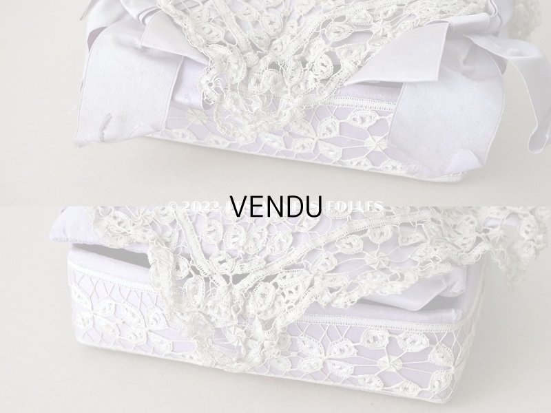 画像5: 19世紀末　アンティーク 大きなリボンが結ばれた ソーイングボックス　ラヴェンダー　ボビンレース