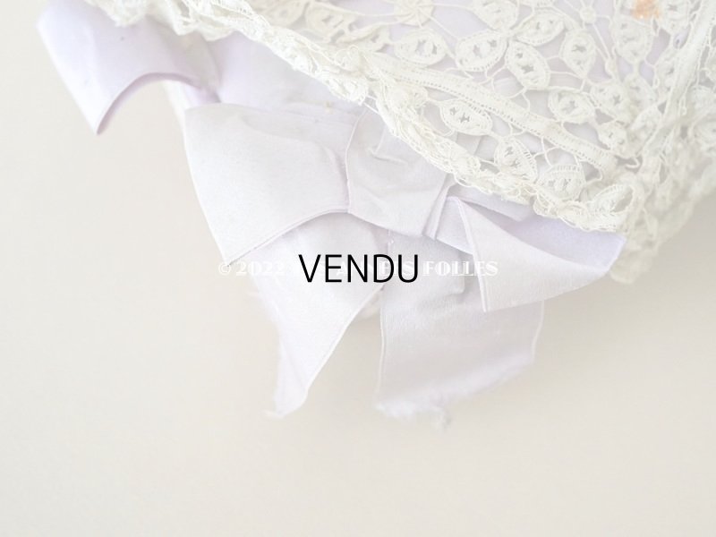 画像10: 19世紀末　アンティーク 大きなリボンが結ばれた ソーイングボックス　ラヴェンダー　ボビンレース