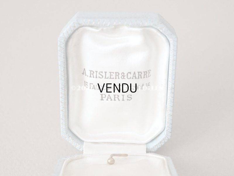 画像8: 1899年 アンティーク イニシャル A.C  本革製 ジュエリーボックス 金彩入り スモーキーブルー