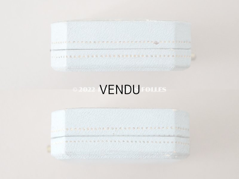 画像5: 1899年 アンティーク イニシャル A.C  本革製 ジュエリーボックス 金彩入り スモーキーブルー