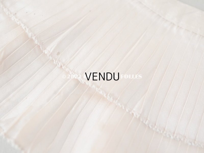 画像7: アンティーク  シルク製 2段プリーツリボン ピンクベージュ 7.5cm幅  