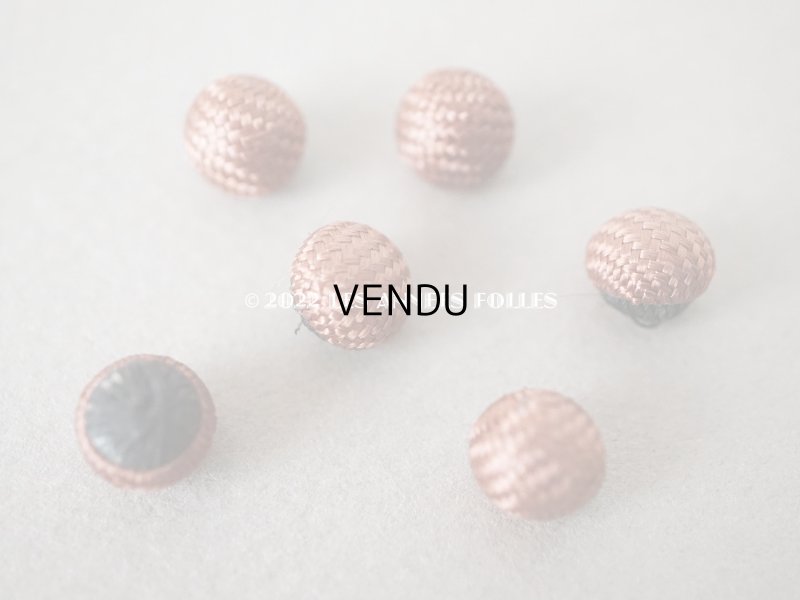 画像3: 19世紀末 アンティーク シルク製 くるみボタン 8mm  6ピースのセット ピンクブラウン
