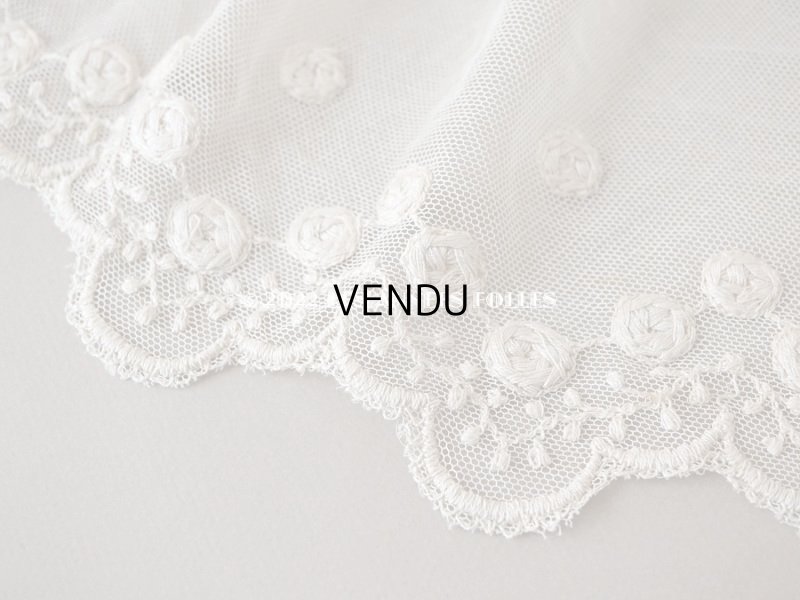 画像5: アンティーク 幅広 薔薇の刺繍入りレース エクリュ 幅16cm
