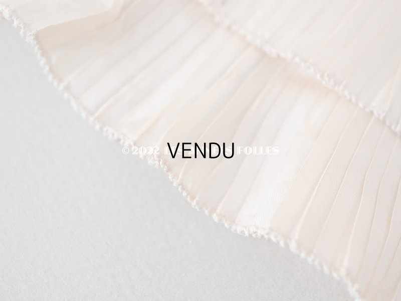 画像8: アンティーク  シルク製 2段プリーツリボン ピンクベージュ 7.5cm幅  