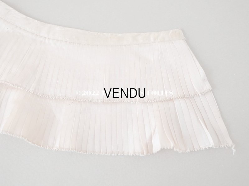 画像6: アンティーク  シルク製 2段プリーツリボン ピンクベージュ 7.5cm幅  