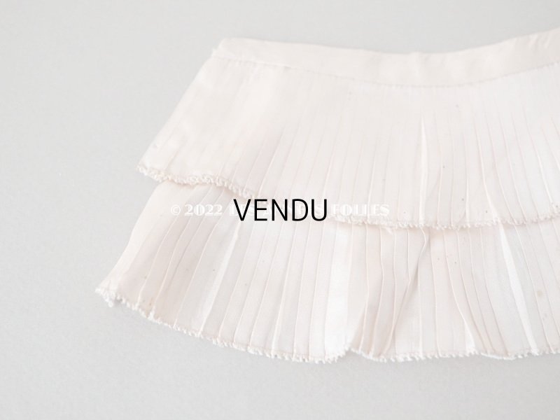 画像4: アンティーク  シルク製 2段プリーツリボン ピンクベージュ 7.5cm幅  