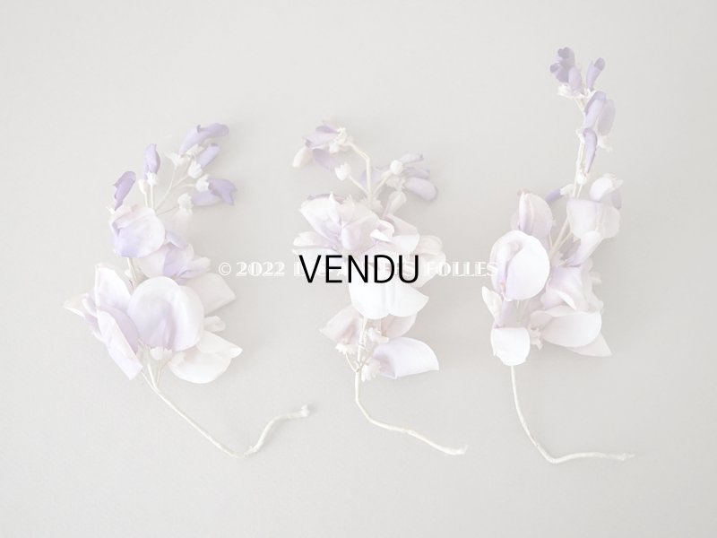画像5: アンティーク 布花 藤の花 ウィステリア 薄紫　3点セット