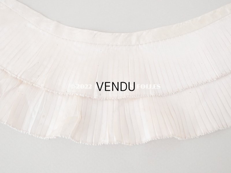 画像5: アンティーク  シルク製 2段プリーツリボン ピンクベージュ 7.5cm幅  