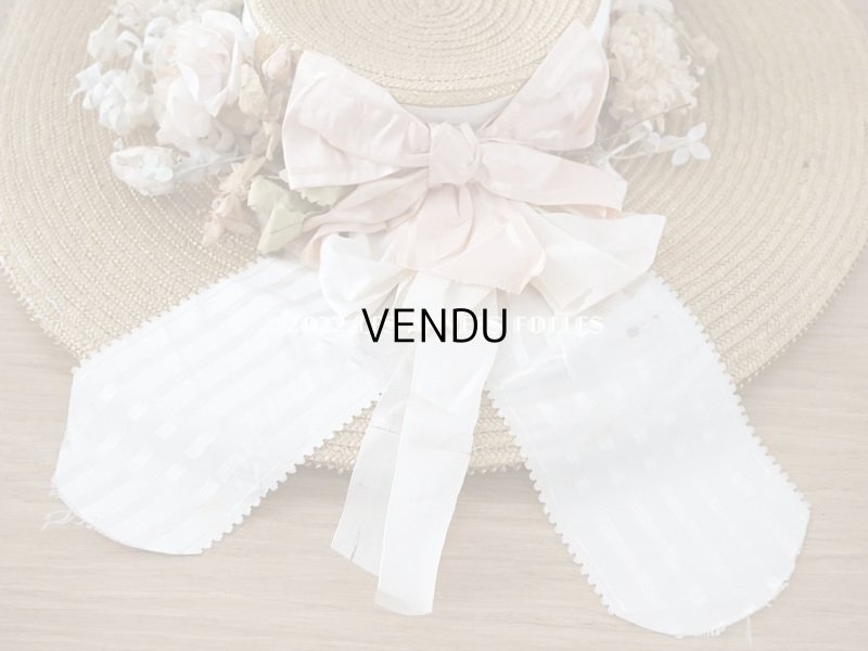 画像13: 19世紀末 アンティーク 大きなストローハット　パウダーピンクの薔薇の布花＆シルクリボン