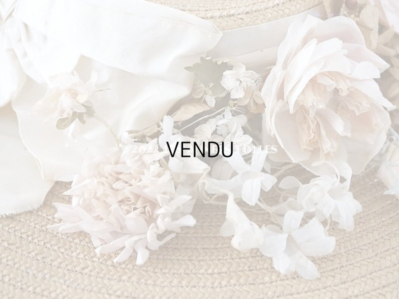 画像15: 19世紀末 アンティーク 大きなストローハット　パウダーピンクの薔薇の布花＆シルクリボン