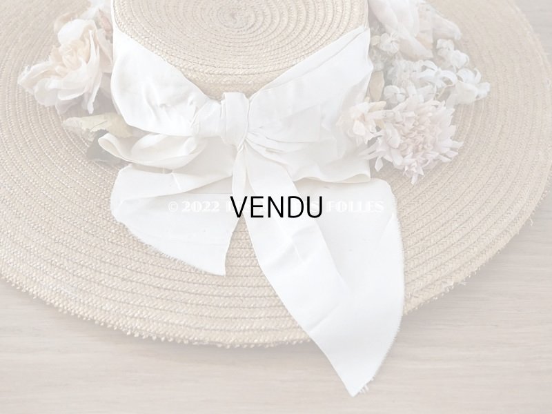 画像6: 19世紀末 アンティーク 大きなストローハット　パウダーピンクの薔薇の布花＆シルクリボン