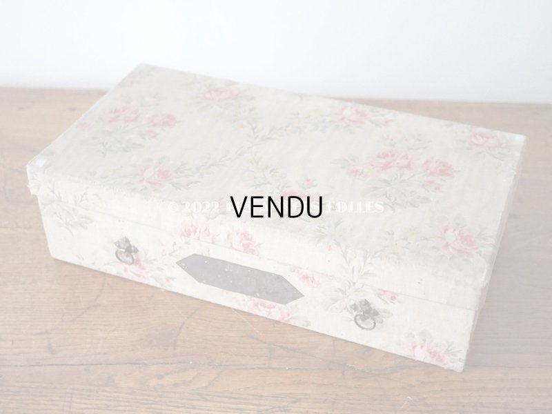 画像16: 【セール対象外】1900年代 アンティーク  カルトナージュチェスト ピンクの薔薇のガーランド