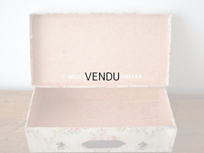 画像13: 【セール対象外】1900年代 アンティーク  カルトナージュチェスト ピンクの薔薇のガーランド