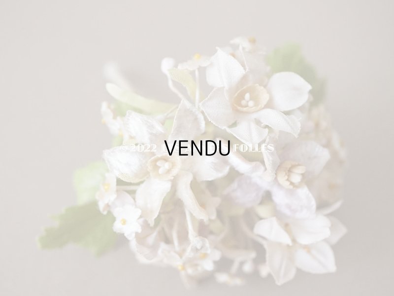 画像5: 未使用 アンティーク ベルベットの布花 ラベル付き オフホワイト&パールパープル