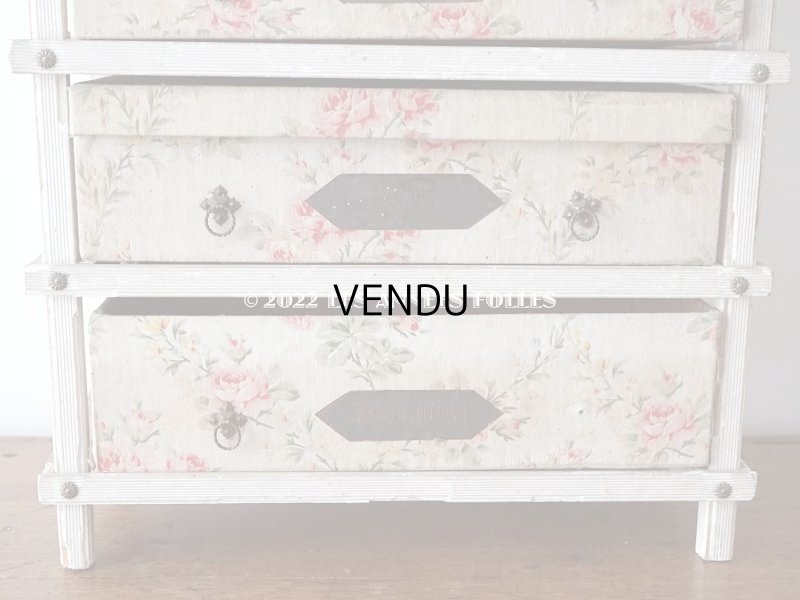 画像4: 【セール対象外】1900年代 アンティーク  カルトナージュチェスト ピンクの薔薇のガーランド