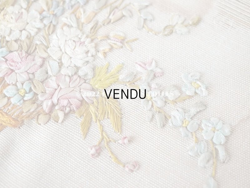 画像7: アンティーク リボン刺繍のパネル フラワーバスケット