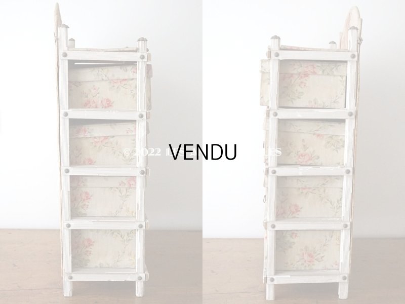 画像5: 【セール対象外】1900年代 アンティーク  カルトナージュチェスト ピンクの薔薇のガーランド