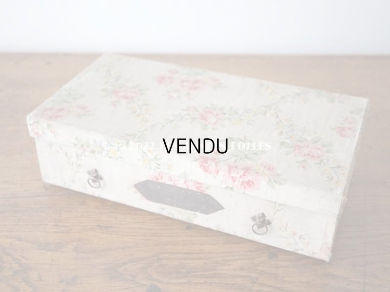 画像12: 【セール対象外】1900年代 アンティーク  カルトナージュチェスト ピンクの薔薇のガーランド