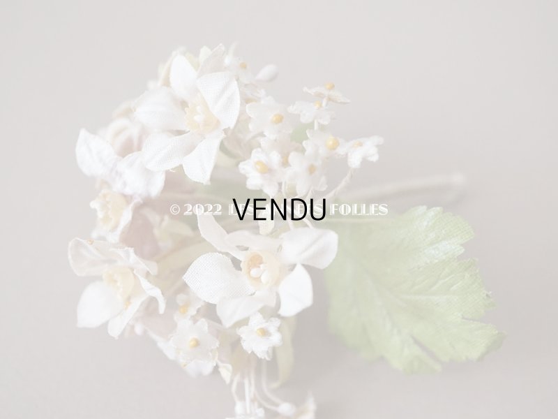 画像7: 未使用 アンティーク ベルベットの布花 ラベル付き オフホワイト&パールパープル