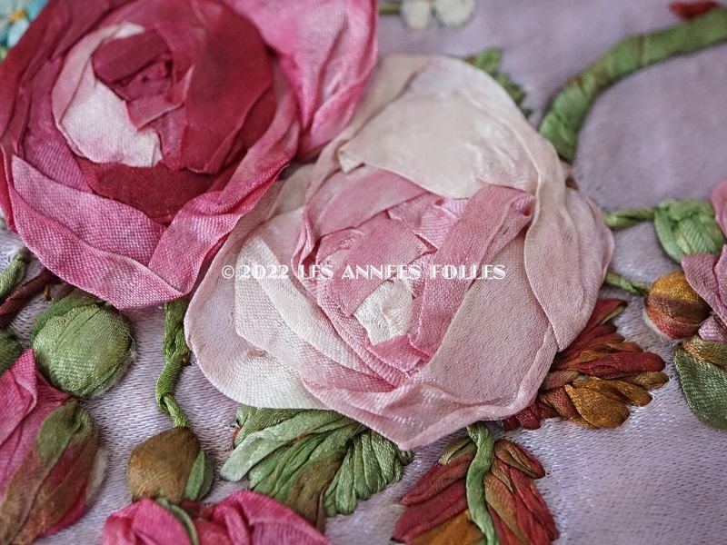 画像17: 19世紀 アンティーク 教会の祭壇布 薔薇の大きなリボン刺繍入り 290✗75cm