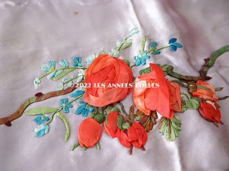 画像14: 19世紀 アンティーク 教会の祭壇布 薔薇の大きなリボン刺繍入り 290✗75cm